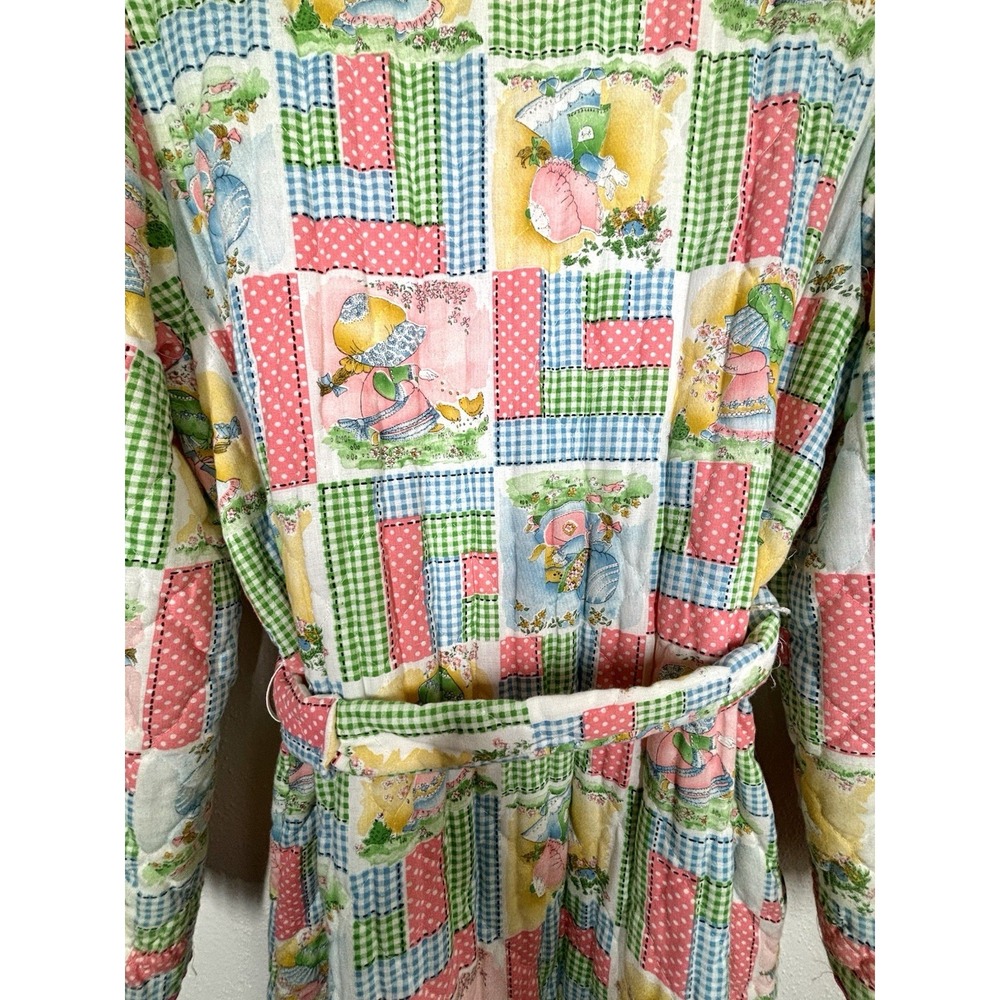 VTG Holly Hobby Quilted Robe Housecoat WOMENS‎ 14* Long Full Button Colorful GUC - Picture 12 of 13